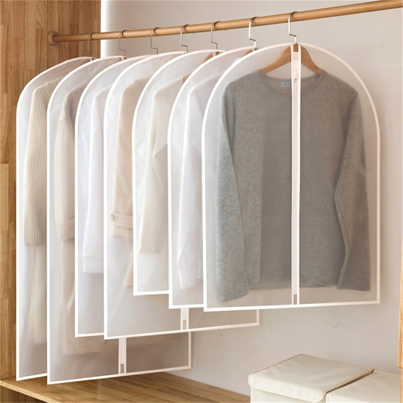 Custom Hanging Garment Bag Clear Full Zipper Suit Dress Bags PVC PEVA Moth-proof Breathable Dust Cover Storage OEM White Color