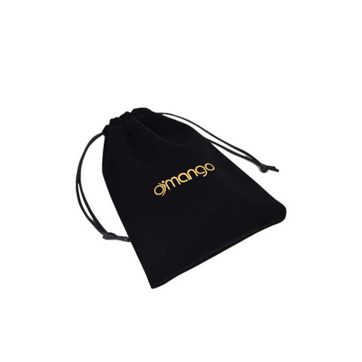 Portable Black flocking gold printing custom velvet pouch jewelry drawstring bag