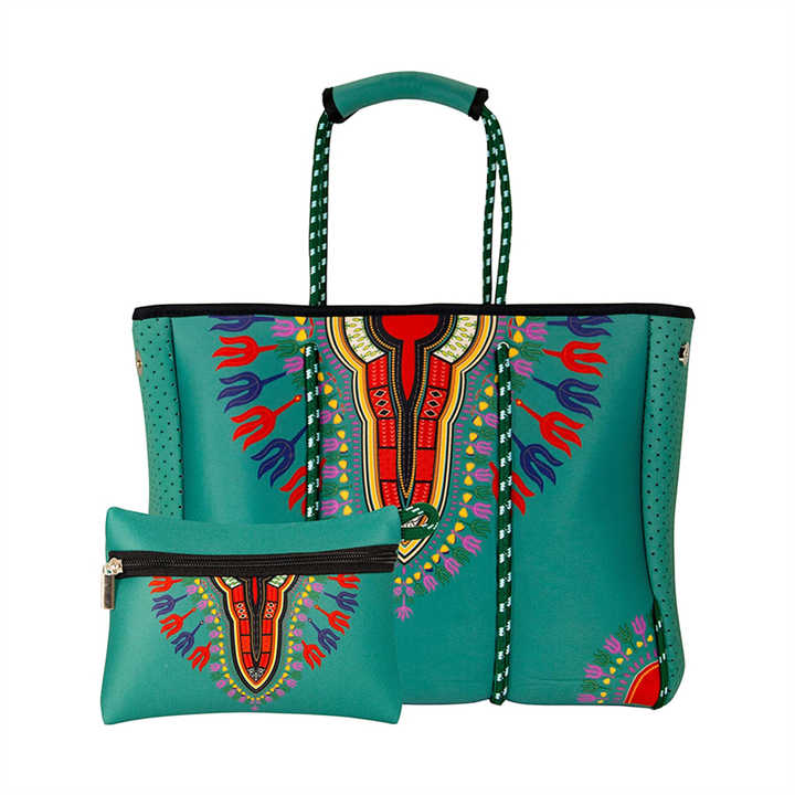 2023 Wholesale fashion printing neoprene beach handbag waterproof purse neoprene bag