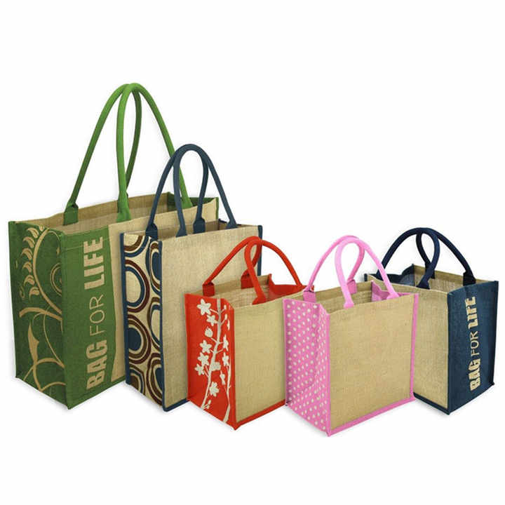 Manufacturers Custom Logo Gunny Shopping Beach Jute Tote Burlap Bags