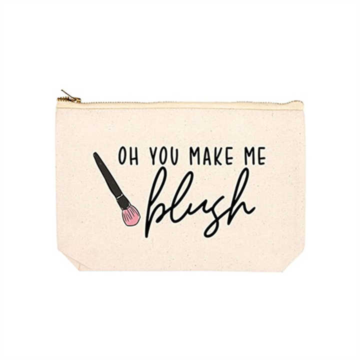 Design Logo Printed Plain Organizer Gift Pencil Cotton Canvas Pouch Toiletry Travel Makeup Cosmetic Bag