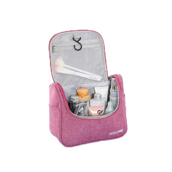 Custom cosmetic bags Foldable With Handle Zippered Cotton Polyester Women Travel Waterproof Hanging Toiletries Cosmetic Bag