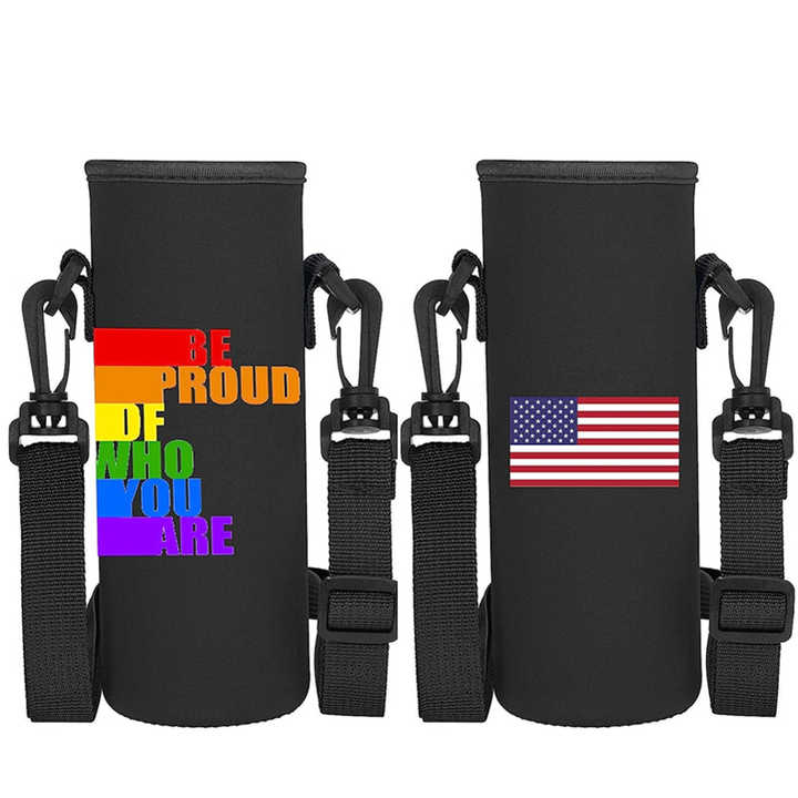 Guangzhou factory wholesale thermos cup set crossbody neoprene plastic bottle bag glass cup set can print LOGO