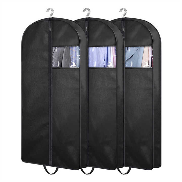 Custom Logo Non Woven Mens Clothes Dust Suit Cover Luxury Black Eco Friendly Cloth Suit Cover Garment Bag With Zipper