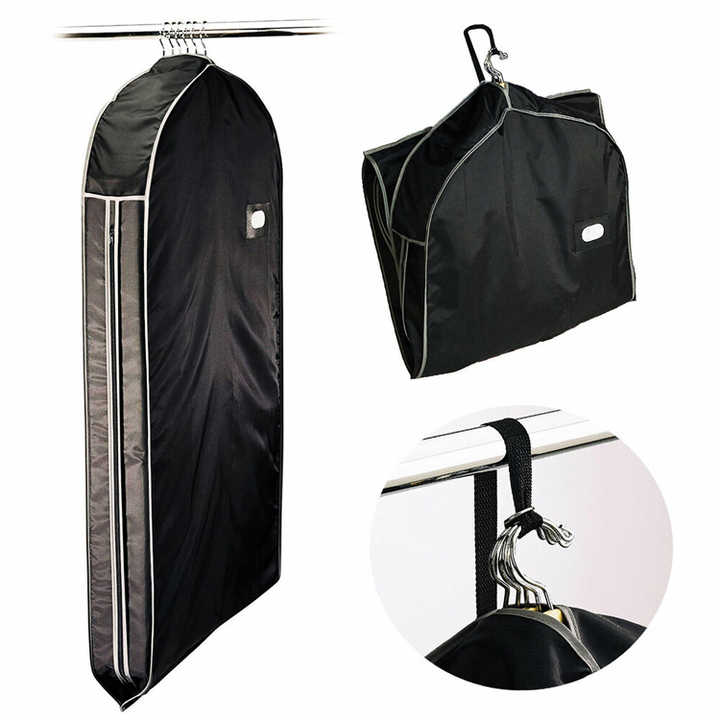 Long Bridal Gown Garment bags with Zipper Biodegradable Suit Cover Wedding Dress Bag with Custom Logo 210D Waterproof Suit Bags