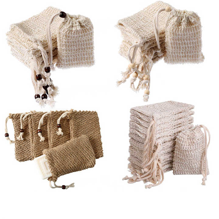 Customize size sisal soap saver bag natural hemp organic ramie hemp soap packaging bag