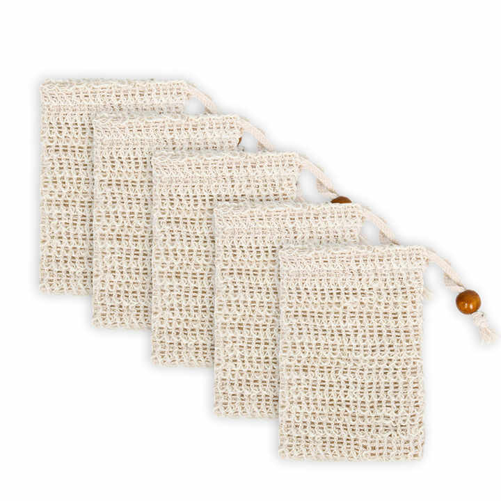 The factory custom 100% Natural Exfoliating Soap Bag Hot Selling Beige Soap Bag Soap Bag Sisal Premium