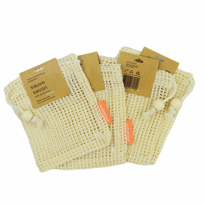 Bar Organic Natural Cotton Net Mesh Pouch Soap Bags