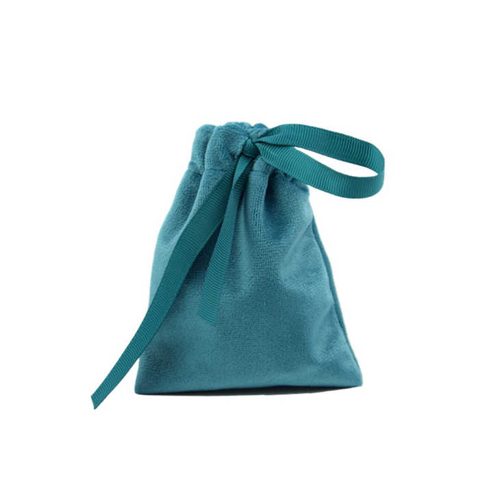 Customized Pouch Sky blue Velvet drawstring burlap cotton canvas gift bag for jewelry shoes dust packaging