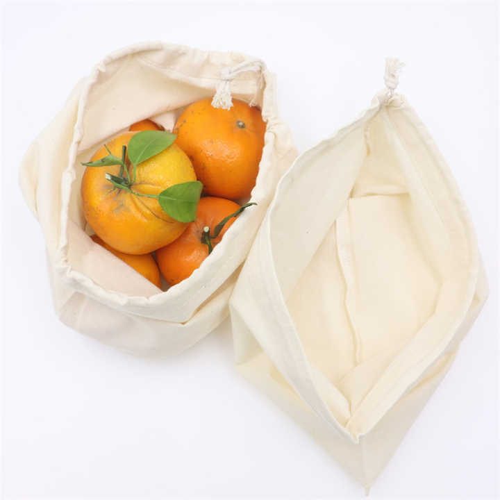 Wholesale Promotional Calico Organic small custom printed gift canvas muslin pouch drawstring cotton bag