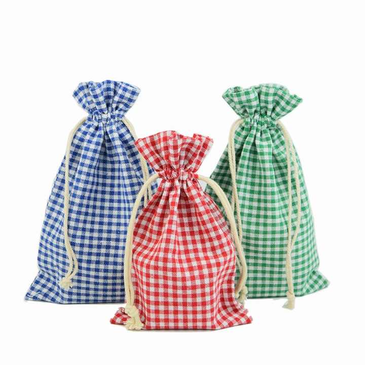 15x23 Baumwollbeutel checkered gingham gift bag