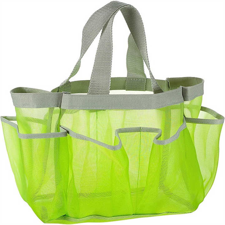 Portable mesh beach Bag 6 pocket mesh makeup storage bag Clear toiletry bag