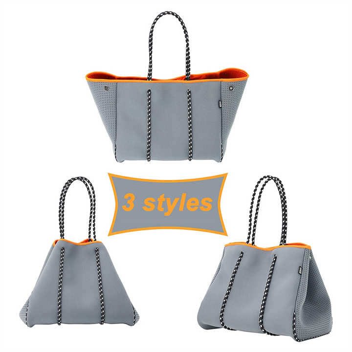 High Quality Neoprene Handbag Large Capacity Beach Tote Bag Factory Sale Fashion for Women Bucket OEM Unisex Nylon Letter Open