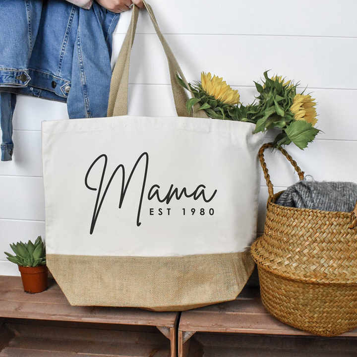 Personalized Bridesmaid Beach Burlap Tote Jute Large Canvas Bag