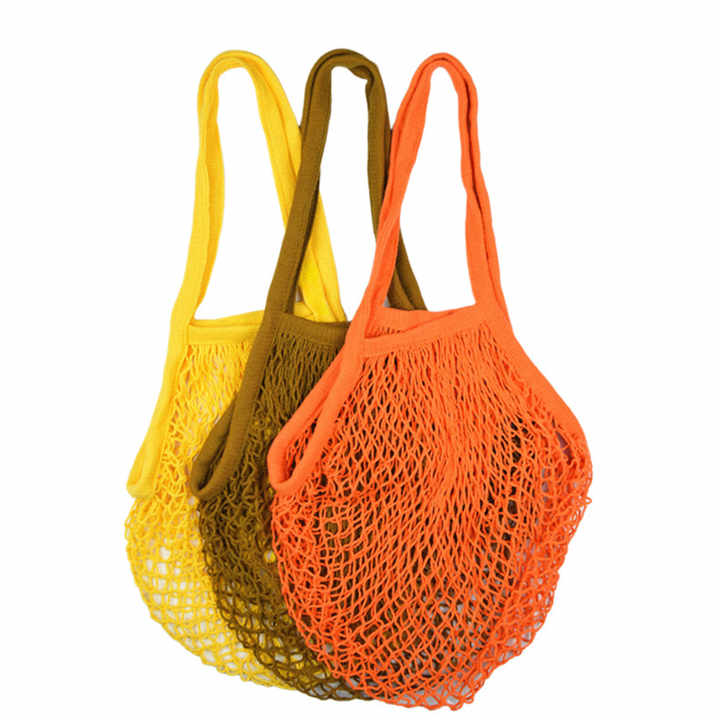 natural reusable GOTS certified organic net produce tote shopping cotton mesh bag