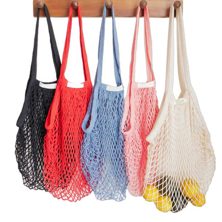 Reusable Cotton Mesh Grocery Net String Shopping Bag Eco Market Bag Tote Bag for Fruits and vegetables