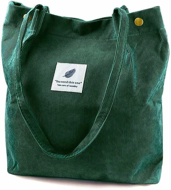 Hot Sell Large Capacity Pocket Corduroy Tote Bag With Custom Printed Logo